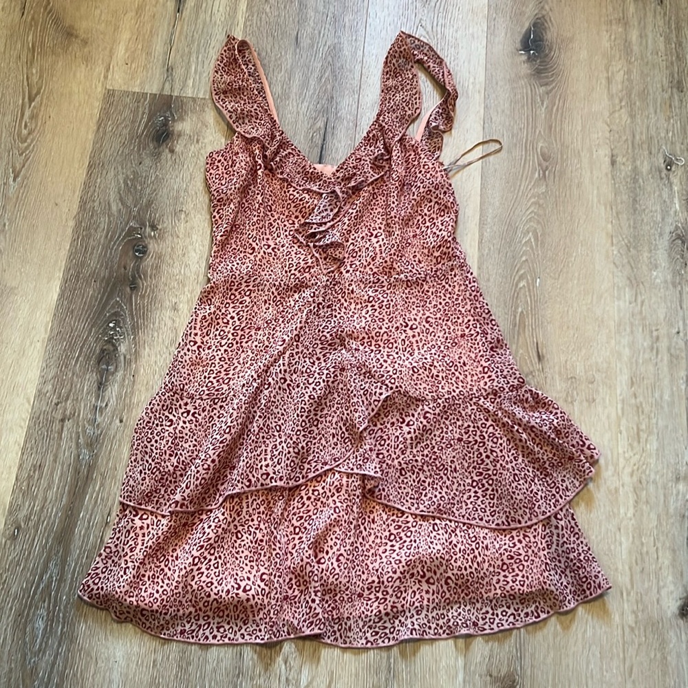 Lush Floral Dress Medium Burgundy Print
